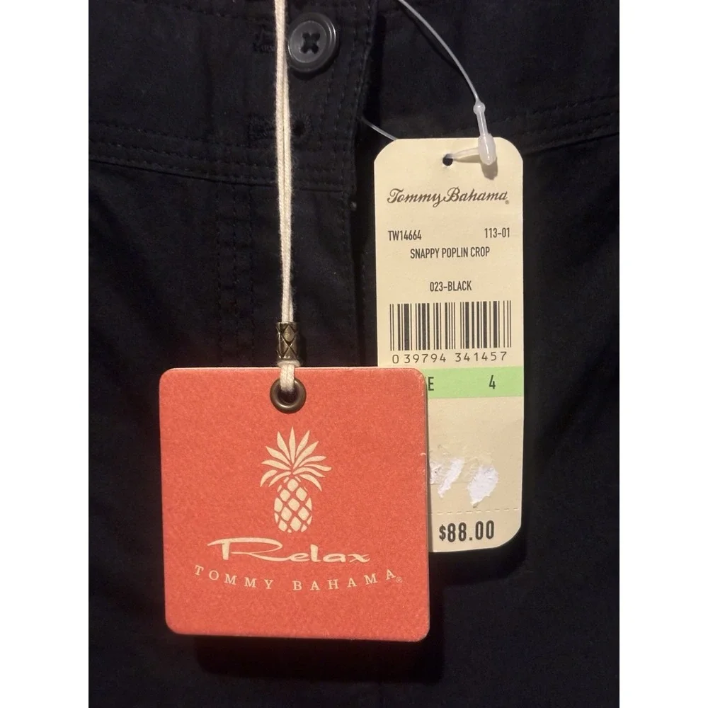 NWT Tommy Bahama Women's‎ 4 Everyday Active Pants Size 4 Black Pockets Ties